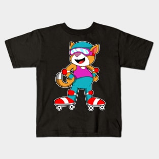 Cat at Inline skating with Inline skates & Helmet Kids T-Shirt